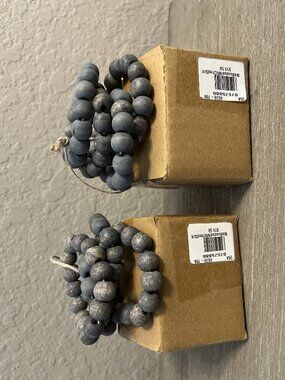 8 Pottery Barn Charcoal Wood Beaded Napkin Rings